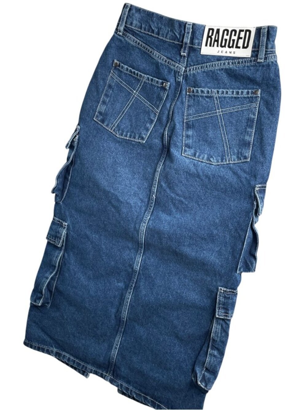 The Ragged Priest Combat Soda Skirt Cargo Blue Demin SZ 26 Y2K Grunge Babe - Picture 9 of 12